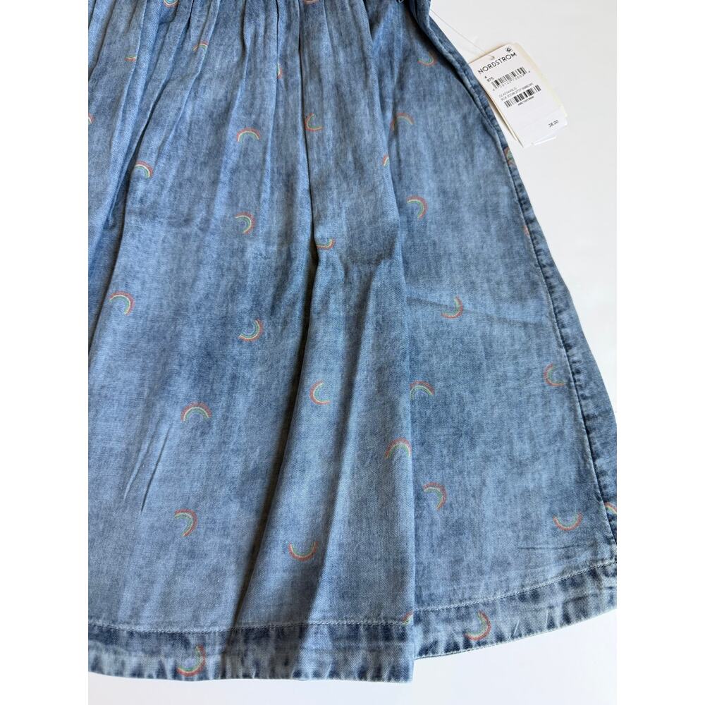 NWT Tucker + Tate Girls 4 Blue Rainbow Chambray Flutter Sleeve Dress - Picture 6 of 12